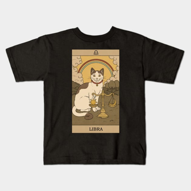 Libra Cat Kids T-Shirt by thiagocorrea